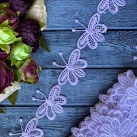 Стрічка мережива, Метелики, 5х5,5 см, 90 см, білий