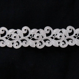 Кружевная лента, Вензель, белый, 90 см, ширина 2 см