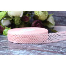 Кружевная лента, тесьма, Сеточка, нежно-персиковый, 90 см, ширина 2 см