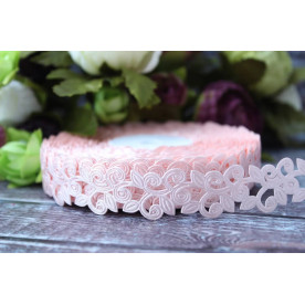 Кружевная лента, Вензель, нежно-персиковый, 90 см, ширина 2 см