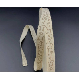 Стрічка декоративна з візерунком, Ключики, бавовна, 1,5 см, 1м