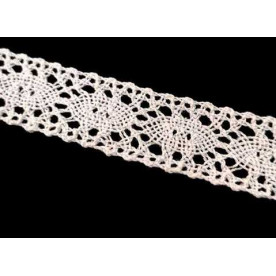 Мереживна бавовняна стрічка,колір білий, ширина 2 см, 1 м, модель LRN-DX0018F-01