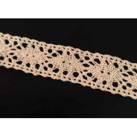 Мереживна бавовняна стрічка,колір бежевий, ширина 2 см, 1 м, модель LRN-DX0018F-02
