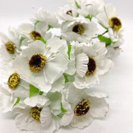 Набор тканевых диких маков, белый, 6 шт.