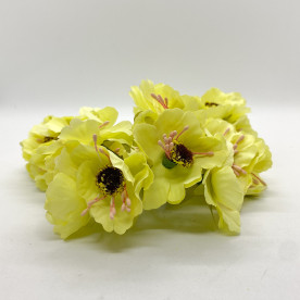 Набор тканевых маков, нежно-желтый, 6 шт.