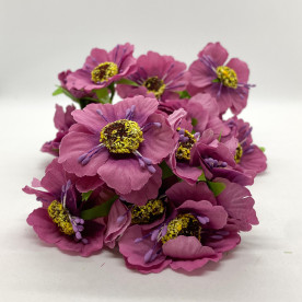 Набор тканевых маков, малиновый, 6 шт.