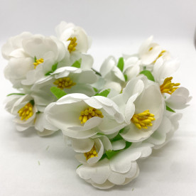 Набір декоративних квіточок з тканини, білого кольору, 6 шт.
