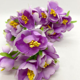 Набір декоративних квіточок з тканини, бузкового кольору, 6 шт.