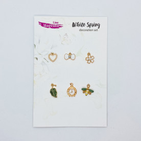 Набор декора для скрапбукинга, 6 элементов, White Spring, Magenta Line