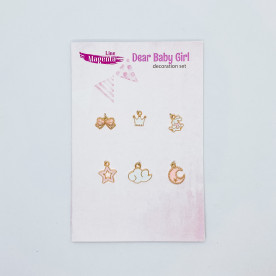 Набір декору для скрапбукінгу, 6 елементів, Dear Baby Girl, Magenta Line