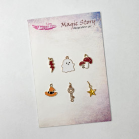 Набір декору Magic Story, 6 підвісок, з емаллю, Magenta Line