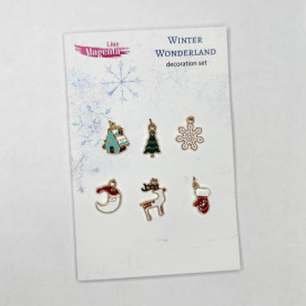 Набір декору Winter Wonderland, 6 підвісок, з емаллю, Magenta Line