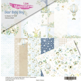 Набір скраппаперу, Dear Baby Boy, 12 двосторонніх аркушів + бонус, 30,5х30,5 см, Magenta Line