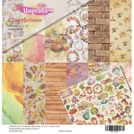 Набір скраппаперу, Cozy Autumn, 12 двосторонніх аркушів + бонус, 30,5х30,5 см, Magenta Line