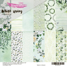 Набір скраппаперу, White Spring, 12 двосторонніх аркушів, 20х20 см, Magenta Line