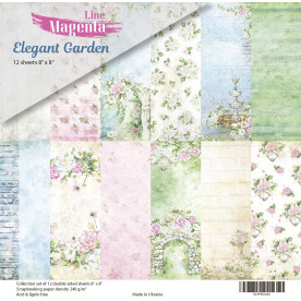 Набор скрапбумаги, Elegant Garden, 12 двусторонних листов, 20х20 см, Magenta Line