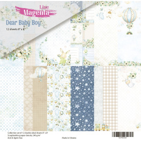Набор скрапбумаги, Dear Baby Boy, 12 двусторонних листов, 20х20 см, Magenta Line