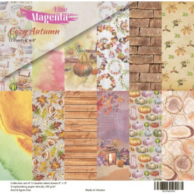 Набор скрапбумаги, Cozy Autumn, 12 двусторонних листов, 20х20 см, Magenta Line