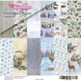 Набор скрапбумаги, Winter Wonderland, 12 двусторонних листов, 20х20 см, Magenta Line