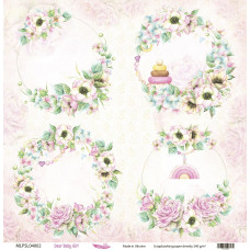 Двусторонняя скрапбумага, Dear Baby Girl 02, 240 г/м2, 30,5х30,5 см, Magenta Line