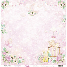 Двусторонняя скрапбумага, Dear Baby Girl 03, 240 г/м2, 30,5х30,5 см, Magenta Line