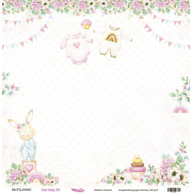 Двосторонній скраппапір, Dear Baby Girl 05, 240 г / м2, 30,5х30,5 см, Magenta Line