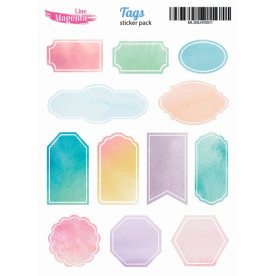 Набір наліпок Bullet journal Теги пастельна акварель MLSBJ40001, 13х18 см, Magenta Line