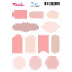 Набір наліпок Bullet journal Теги, рожева пастель, MLSBJ40005, 13х18 см, Magenta Line