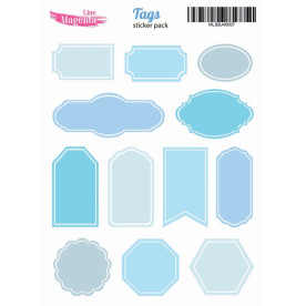 Набор наклеек Bullet journal Теги, голубой MLSBJ40007, 13х18 см, Magenta Line