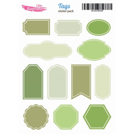 Набір наліпок Bullet journal Теги, зелений, MLSBJ40008, 13х18 см, Magenta Line