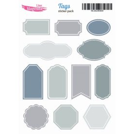 Набір наліпок Bullet journal Теги, сірий, MLSBJ40009, 13х18 см, Magenta Line