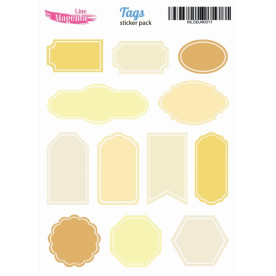 Набор наклеек Bullet journal Теги, желтый, MLSBJ40011, 13х18 см, Magenta Line