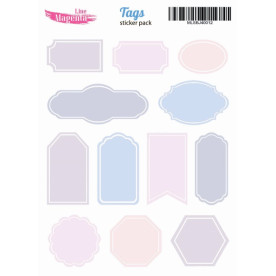 Набір наліпок Bullet journal Теги, пастельний, MLSBJ40012, 13х18 см, Magenta Line