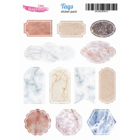 Набор наклеек Bullet journal Теги, мраморниый, MLSBJ40013, 13х18 см, Magenta Line