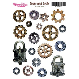 Набор наклеек Gears and Locks 02 Замочки и шестеренки, 13x18 см, Magenta Line