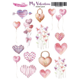 Набор наклеек My Valentine 04 Сердца - воздушные шары, 13x18 см, Magenta Line