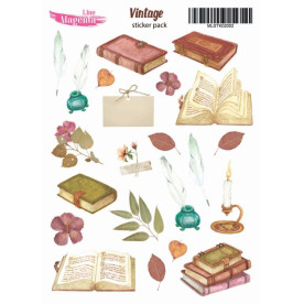Набор наклеек Винтаж Чтение MLSTK02002, 13x18 см, Magenta Line