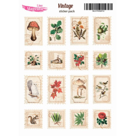 Набор наклеек Винтаж Марки флора и фауна MLSTK02012, 13x18 см, Magenta Line