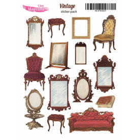 Наклейки, Вінтаж Дзеркала та крісла MLSTK02021, 13х18 см, Magenta Line