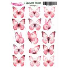 Наклейки, Magic Story Flora and Fauna Метелики рожеві MLSTK03030, 13х18 см, Magenta Line