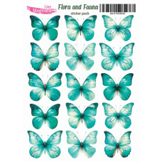Наклейки, Magic Story Flora and Fauna Метелики бірюзові MLSTK03032, 13х18 см, Magenta Line