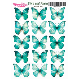Набор наклеек Flora and Fauna Бабочки бирюзовые, MLSTK03032, 13x18 см, Magenta Line
