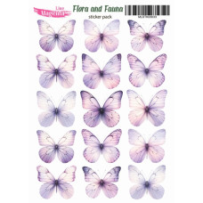 Наклейки, Magic Story Flora and Fauna Метелики бузкові MLSTK03033, 13х18 см, Magenta Line