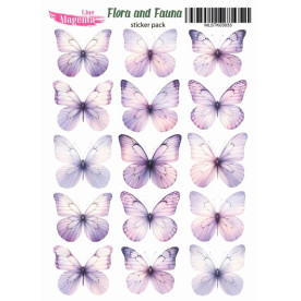 Набор наклеек Flora and Fauna Бабочки сиреневые, MLSTK03033, 13x18 см, Magenta Line