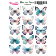 Наклейки, Magic Story Flora and Fauna Метелики пастельні MLSTK03034, 13х18 см, Magenta Line
