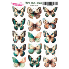 Наклейки, Magic Story Flora and Fauna Метелики вінтажні MLSTK03035, 13х18 см, Magenta Line