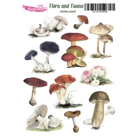 Набор наклеек Flora and Fauna Осенние грибы, MLSTK03038, 13x18 см, Magenta Line