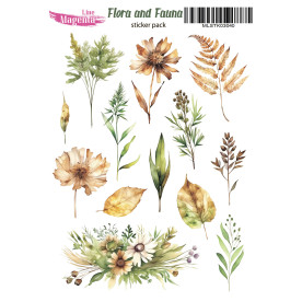Набор наклеек Flora and Fauna Гербарий цветы и травы, MLSTK03040, 13x18 см, Magenta Line