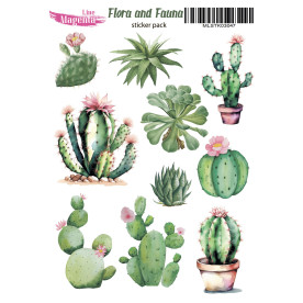 Набор наклеек Flora and Fauna Кактусы, MLSTK03047, 13x18 см, Magenta Line