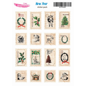 Наклейки Зимние винтажные марочки MLSTK04009, 13х18 см, Magenta Line